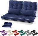 Chunful Set of 5 Outdoor Bench Cushions Set 44 x 19 Inch Tufted Waterproof Patio Furniture Seat Pad with Throw Pillows Loveseat Cushion for Square Settee Indoor Sofa Wicker Couch(Navy Blue)