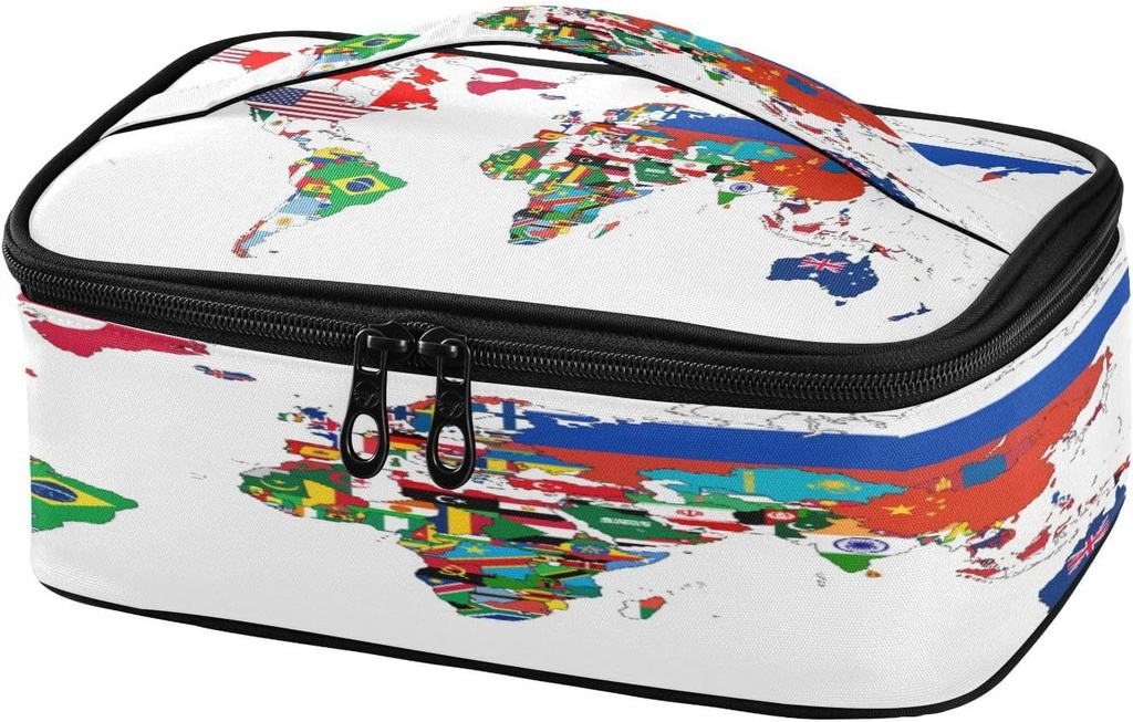 Lunch Bag Insulated Lunch Box Lunchbox Portable Lunch Cooler Bag Lunch Food Containers National Flag World Map Reusable Snack Bag