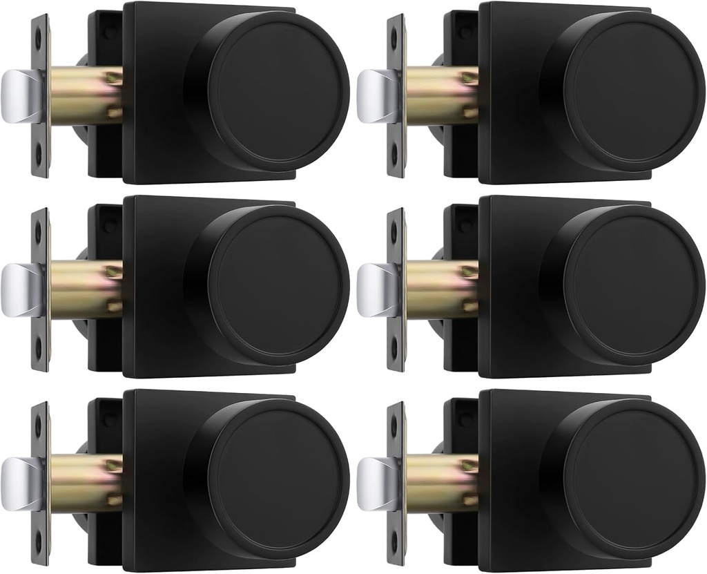 goldenwarm Black Closet Door Knobs Interior, Matte Black Passage Interior Door Knobs, Heavy Duty Zinc Alloy Indoor Doorknobs for Closet, Hall, 6 Pack