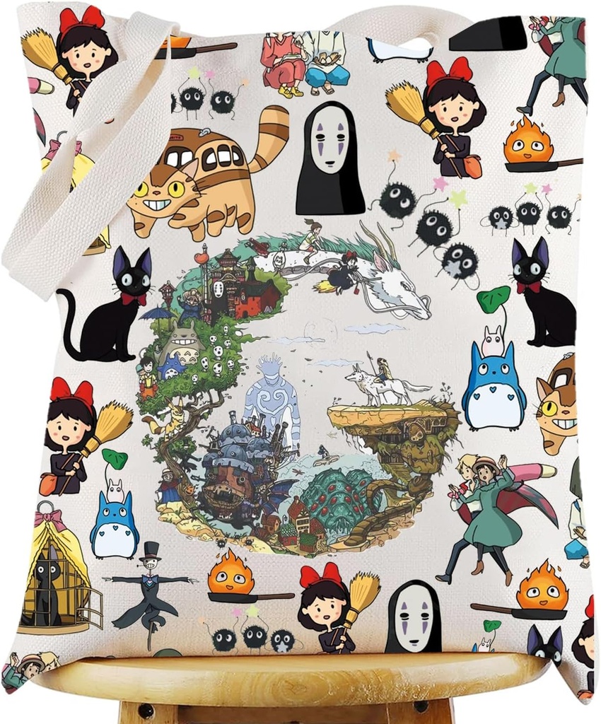 KEYCHIN No Face & Chihiro Tote Bag Japanese Anime Lovers Gift Animated Movie Themed Shoulder Bag Cartoon Movie Merch