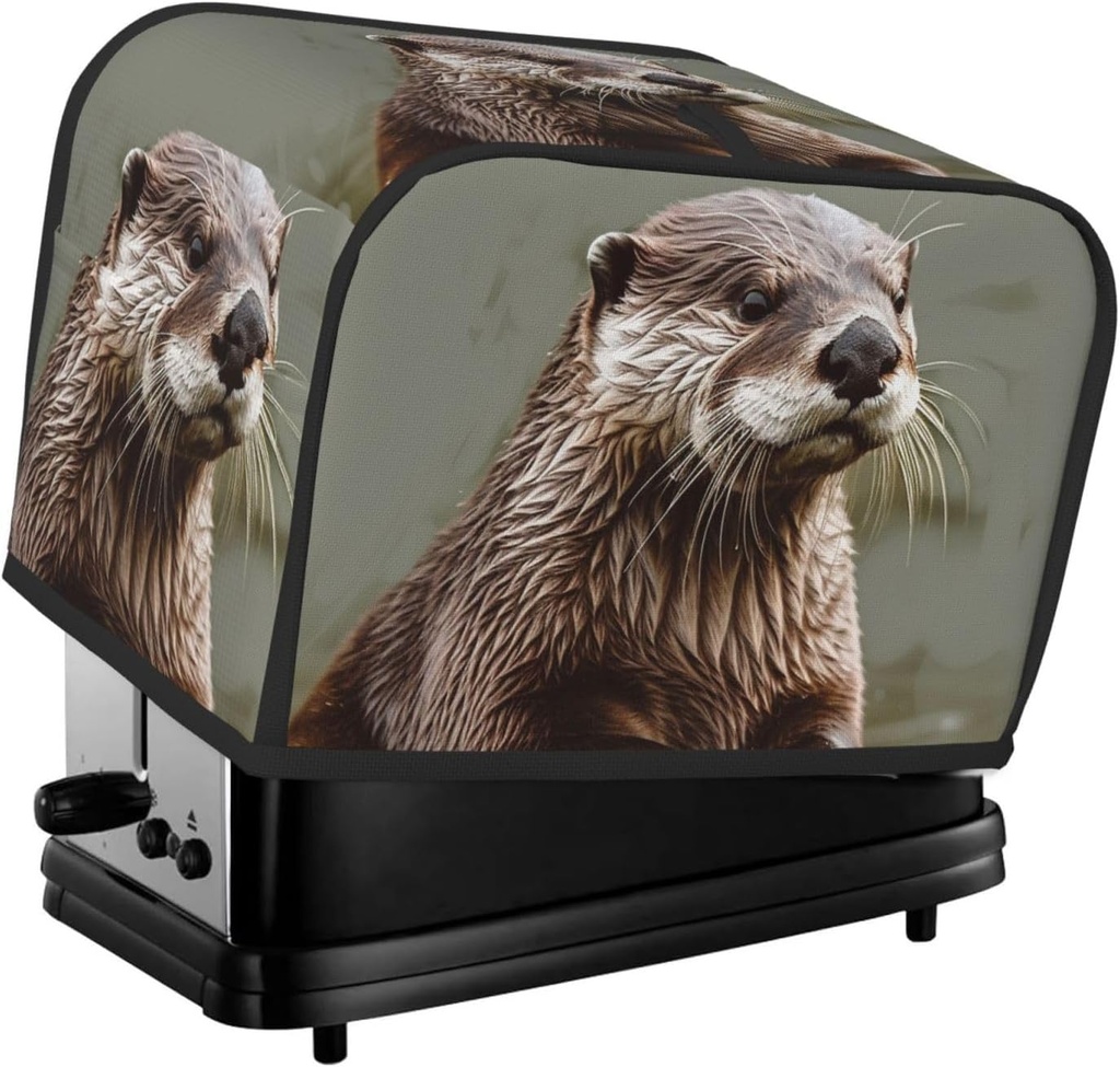 Otter Animal 2 Slice Toaster Covers Dustproof Splash-Proof Bread Machine Cover Fingerprint Protectors Small Washable Kitchen Appliance Cover Universal Size
