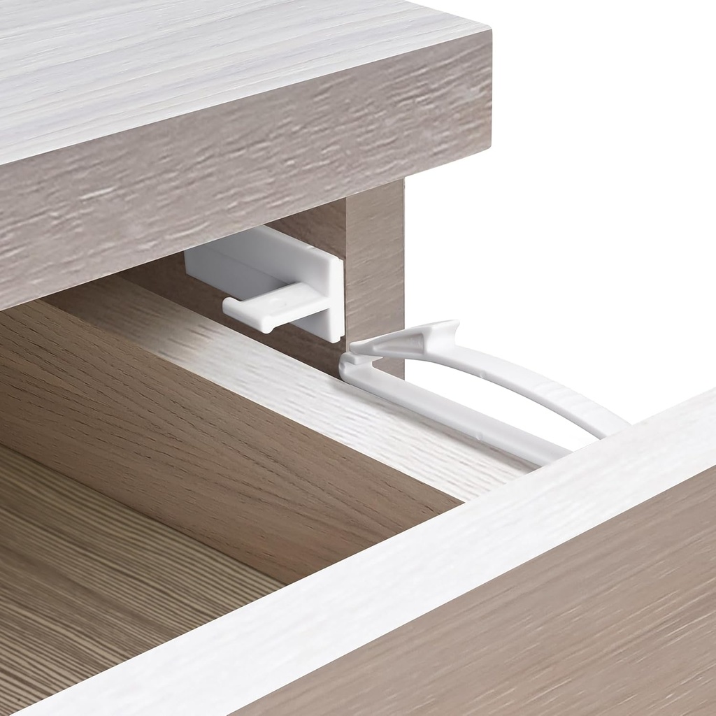 Coolrunner Child Safety Locks, 4 Pack Baby Proofing Drawers Locks, Baby Safety Invisible Drawer Latches with Strong Adhesive for Baby Care - No Tools or Drilling Required