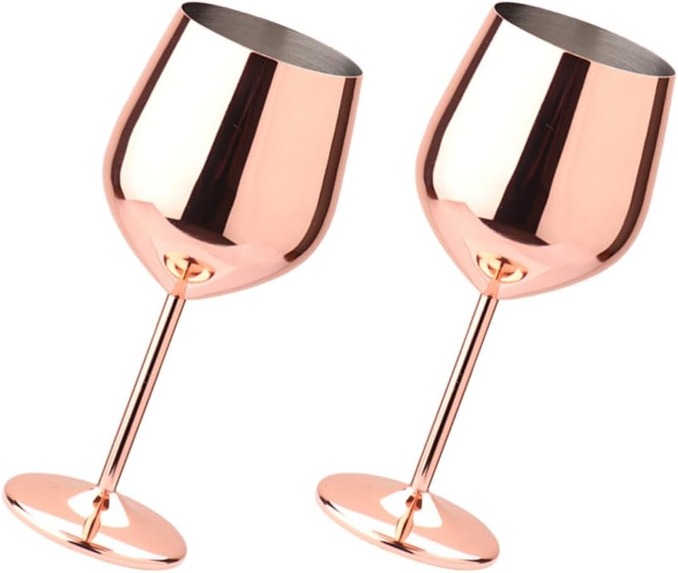 Alipis Stainless Steel Wine Glasses 2pcs Unbreakable Stemmed Goblet Shatterproof Metal Wine Cup Wedding Valentines Day Drinkware for Party Picnic