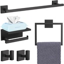 YACVCL 5-Pieces Matte Black Bathroom Hardware Accessories Set 23.6 Inch Towel Bar Set Upgraded Toilet Paper Holder with Shelf Stainless Steel Wall-Mounted Bathroom Hardware Set