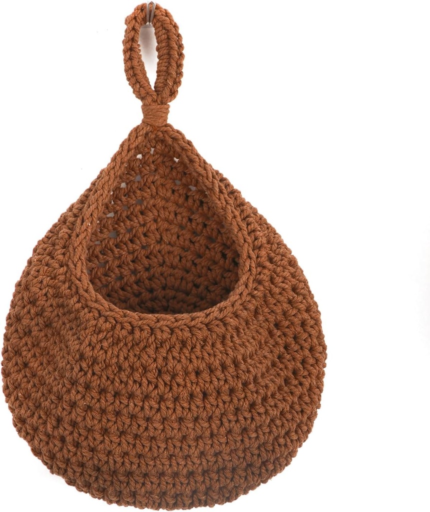 Kitchen Wall Hanging Fruit Basket, Onion Basket Hanging for Pantry, Wall Hanging Vegetable Fruit Basket for Potato, Onion Garlic, Handmade Jute Rope Hanging Basket for Kitchen Storage (Caramel)