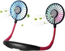 Upgraded Version Portable Neck Fan,Color Changing LED,with Aromatherapy,360° Free Rotation, Headphone Design-Black