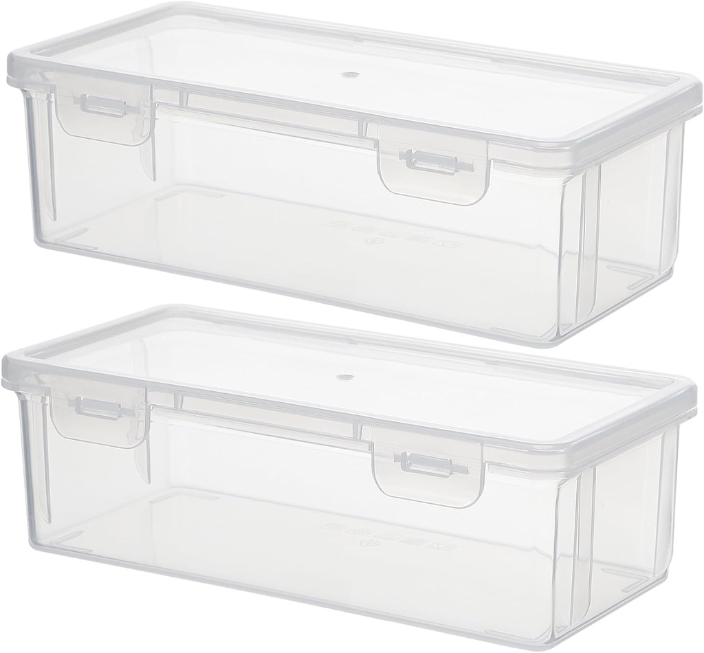 2Pcs Transparent Kitchen Bread Storage Box with Airtight Seal Medium Loaf Organizer for Homemade Bread Condiments and Fridge Food Storage Drop Pantry Container