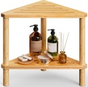 Bamboo Corner Shower Stool - Waterproof Shower Stool for Inside Shower, Shaving Legs & Small Spaces, 2-Tier Shower Foot Rest with Storage Shelf, Bath Seat & Corner Bench for Woman, Mom, Spa