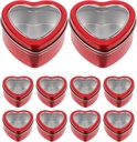 Zerodeko 10pcs Reusable Yoghurt Pot Lids Valentines Day Treat Tins Kitchen Tea Canister Heart Shaped Cookies Tins Cookie Packaging Container Candy Gumball Tin Box Tinplate Candy Jar