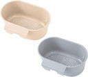2pcs Hanging Sink Drain Basket for Kitchen Multi-functional Fruit and Vegetable Storage Organizer and Easy to Disassemble with Strong Bearing Capacity Gray Beige