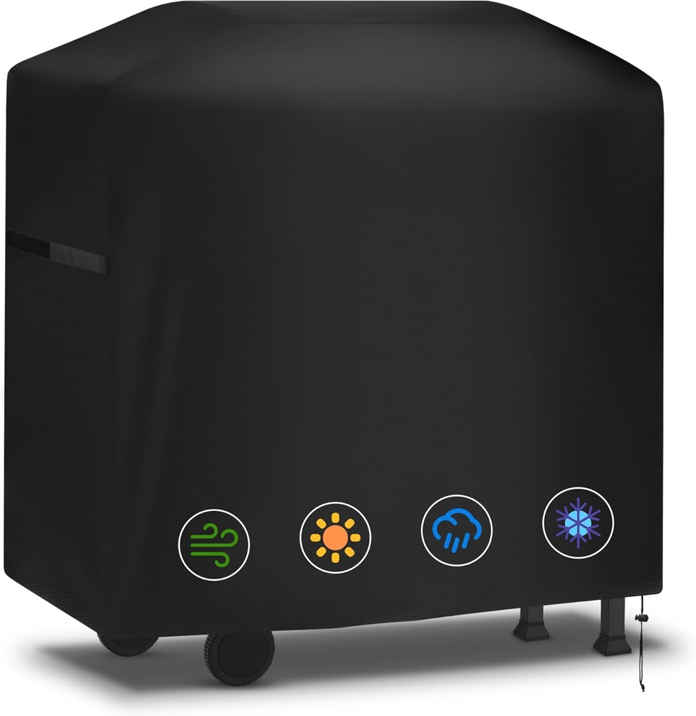 Grill Cover, BBQ Gas Grill Cover for Outdoor, Waterproof Anti-UV, Rip-Proof, Fade Resistant Material, Barbecue Cover with Hook-and-Loop Straps & Adjustable Hem Drawstring(117 x 66 x 117 cm)