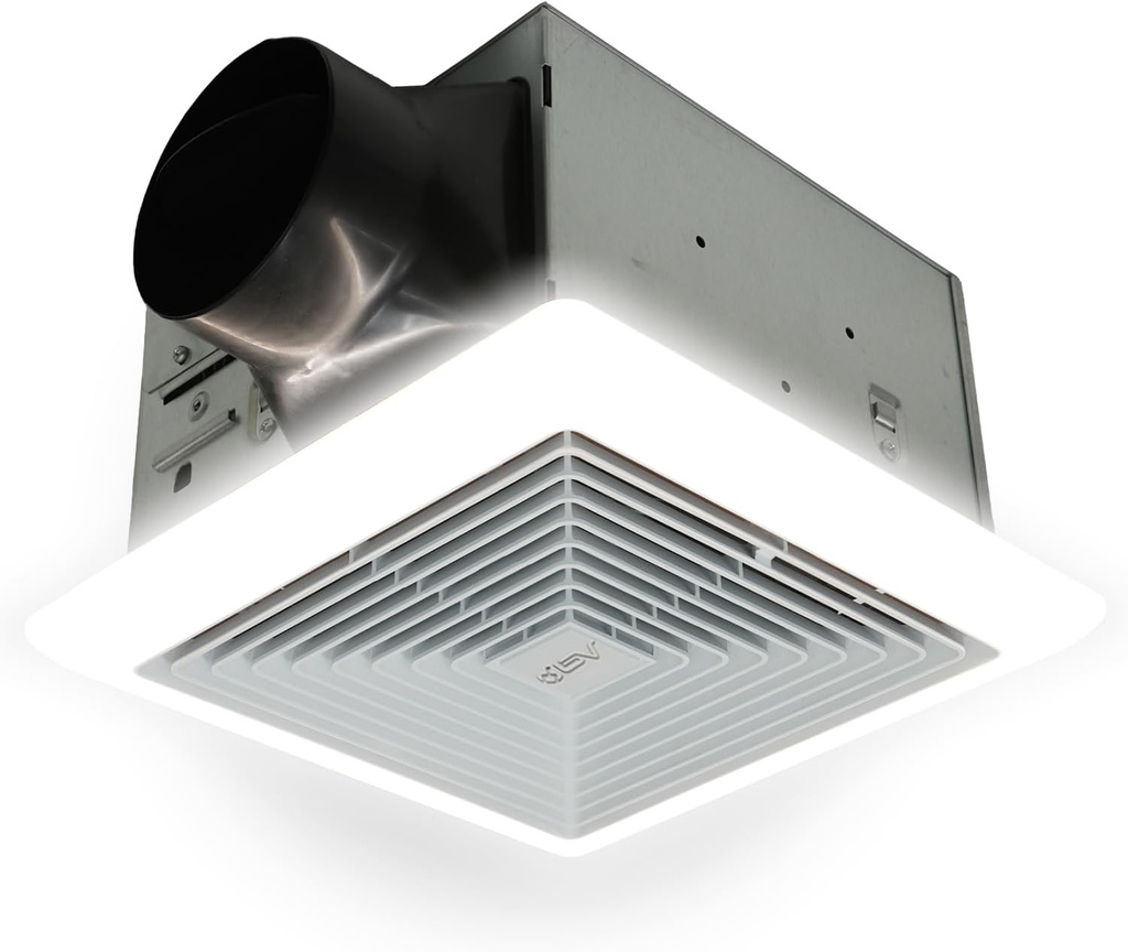 BV LED Bathroom Exhaust Fan With Light 90CFM - 0.8 Sones, Ultra Quiet, 800lm | Bathroom Vent Fan 3000K/4000K/5000K, Covers up to 80-90 Sq. Ft. | 4 Inch Duct Collar, Easy Install & Replace
