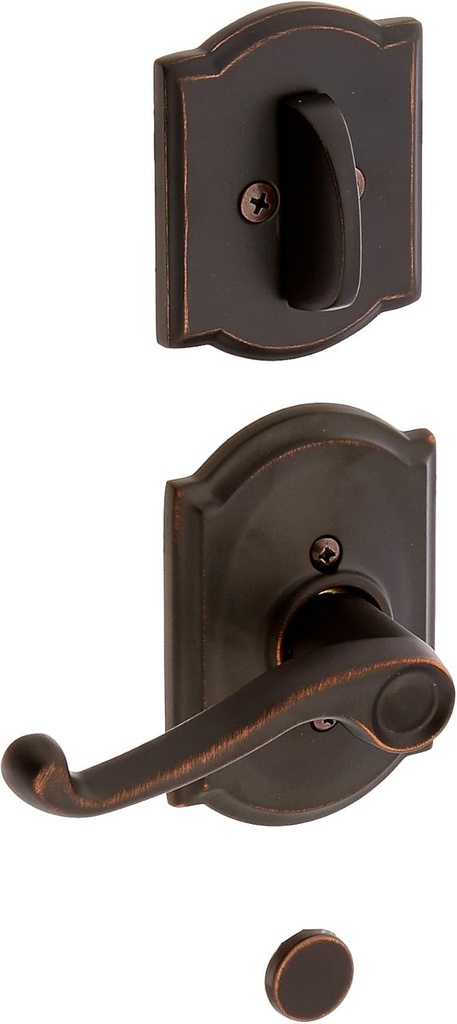 Schlage Lock Company F94FLA716CAMLH Flair Lever Left Handed Dummy Interior Pack with Deadbolt, Aged Bronze