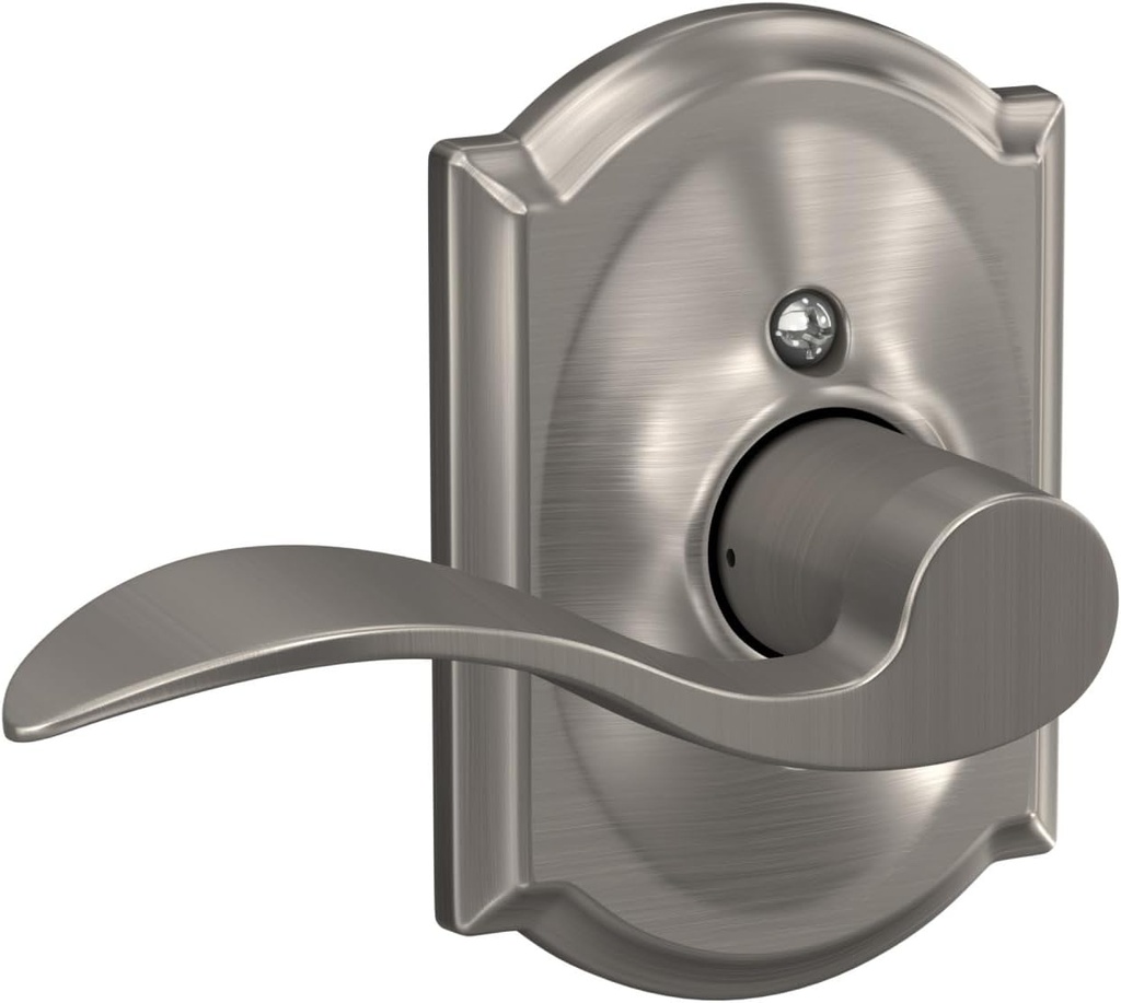 Schlage F170 ACC 619 CAM LH Left Handed Accent Door Lever with Camelot Trim, One Sided Non-Turning Dummy Door Handle, Satin Nickel