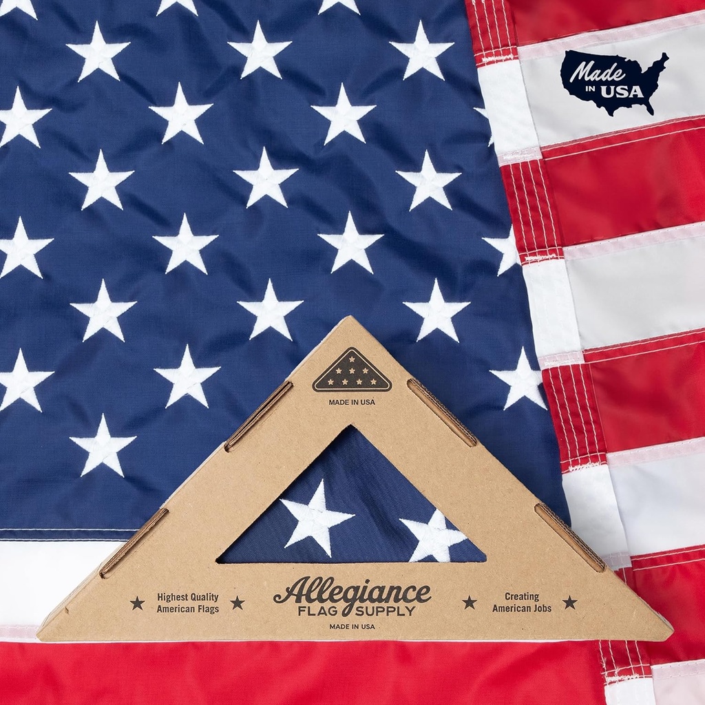Allegiance Flag Supply American Flag | American-Sourced Nylon Fabric, Embroidered Stars, Hand-Stitched | Proudly Made in USA (3' x 5')