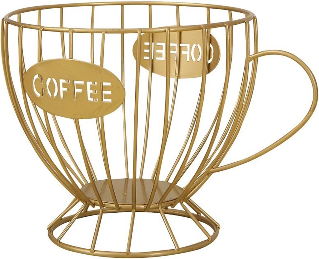 Coffee Pod Holder,Large K Cup & Capsule Organizer, Coffee Capsule Basket, Metal Coffee Bar Organizer for Kitchen Dinning Room Office Home Cafe Hotel (Gold)