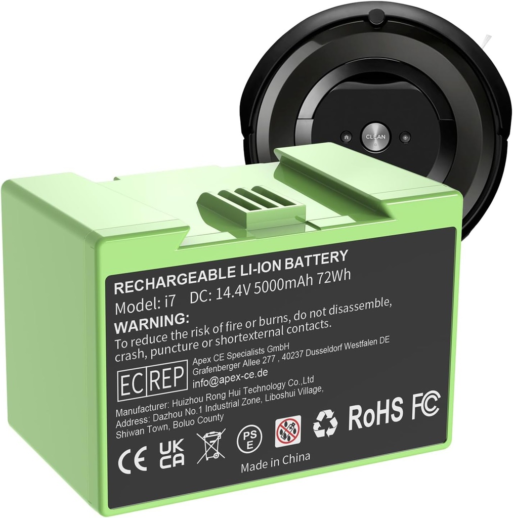 14.4V 5.0Ah for iRobot Roomba i7 Battery ABL-D1 Replacement for iRobot Roomba e and i Series i3 3150 i3+ 3550 i4 4150 i4+ 4550 i8 i8+ i7 i7+ e5 e6 J7 J7+ J6+ J6 Plus J5 J5+ Series Li-ion Battery
