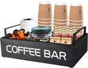 Countertop Coffee Station Organizer - Farmhouse Coffee Accessories & Organizer, Wooden Coffee Caddy and Storage