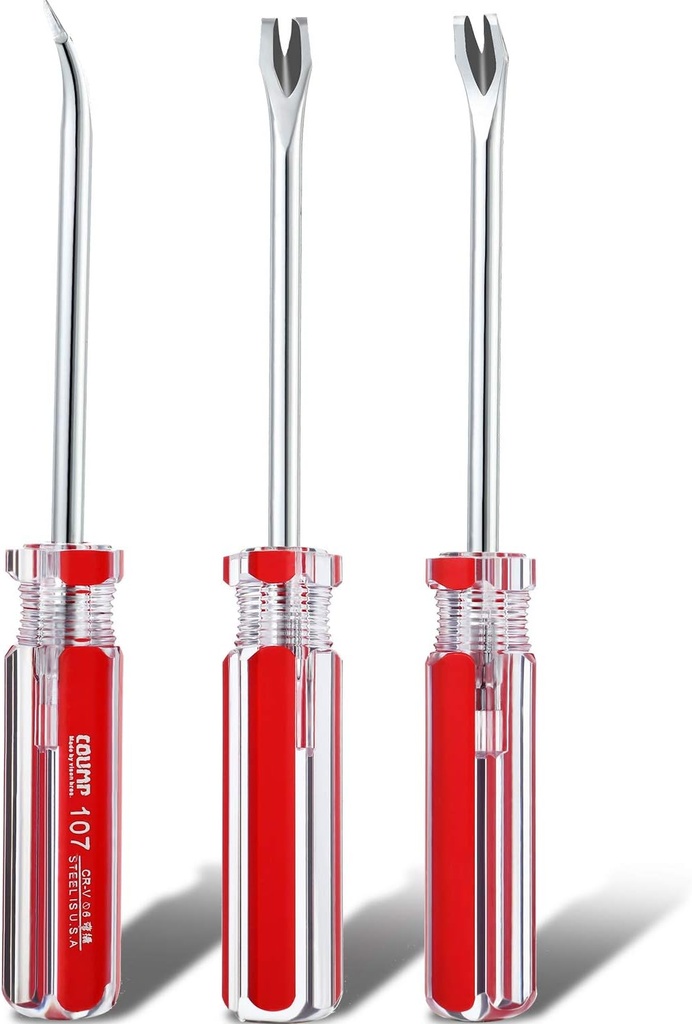 3 Packs Tack Lifter 3 mm U Tip Nail Staple Rivet Tack Puller Screwdriver Upholstery Staple Remover Tool for Furniture