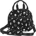 bassyil Gothic Skull Insulated Lunch Bag Reusable Lunch Box With Adjustable Shoulder Strap Cooler Tote Bag For Men Women