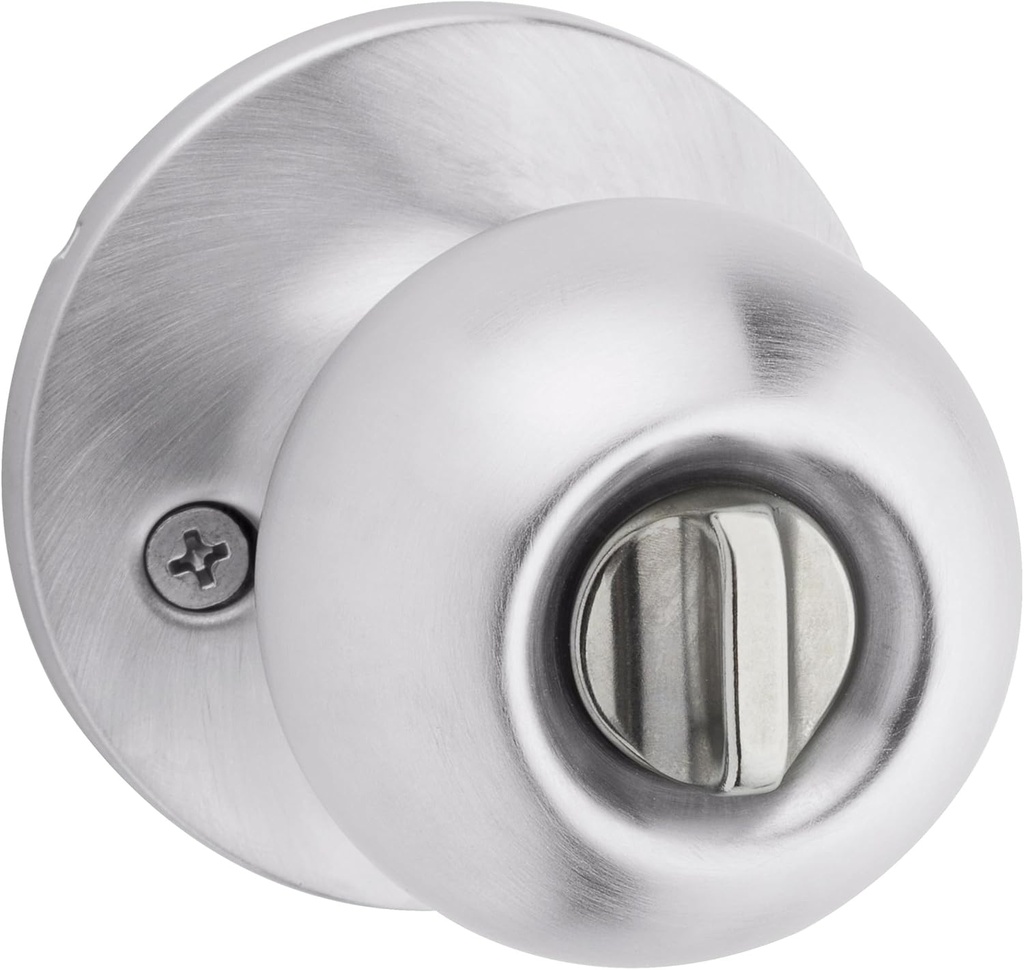 Kwikset SK3000RG Regina Privacy Door Knob Set with Round Rose from The Safe Lock Collection - Satin Chrome