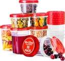 RFAQK 16 PCS Freezer Storage Containers-[16 * 32 & 16 oz] Plastic Food Storage Containers with Twist Top Lids-Leakproof Jars-Deli Container Stackable Meal Prep Reusable Box for Lunch,Soup,Oats,Gym