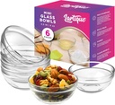 Mini 3.5 Inch Clear Glass Bowls - Set of 6, Modern Glass, Meal Prep or Dessert Bowls, Microwave & Dishwasher Safe