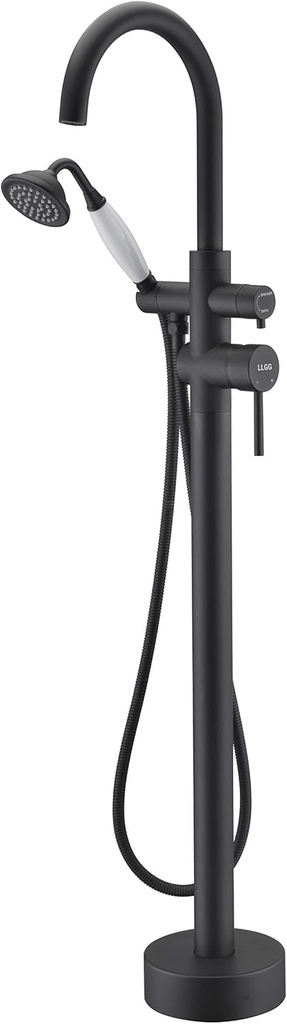 Freestanding Tub Faucet Bathtub Filler Black High Flow 11.9GAL Floor Mount Faucets with Handheld Shower Sprayer RIGOBAL