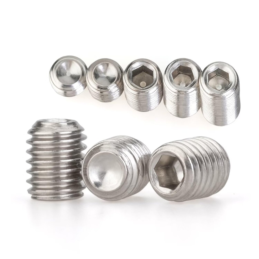 M2.5 x 2mm 50 Pcs Set Screws, Headless Concave End, Grub Screws with Internal Hex Drive, 304 Stainless Steel, Metric Thread, for Bathroom Fixtures, Towel Racks, Light Fixtures