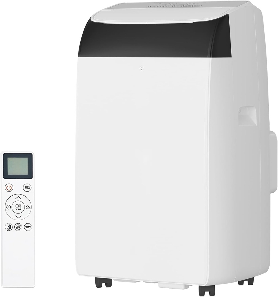 14,000 BTU Air Conditioner 3 in-1 Cooling/Dehumidifier/Fan, Portable AC Unit for Rooms Up to 750 Sq. Ft. with Remote Control/Wheels/Window Kit, Silent Operation, White