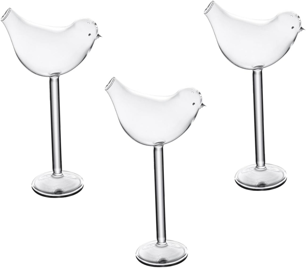 Cabilock 3pcs Bird-shaped Wine Glass Creative Goblet Glasses Textured Drink Glasses