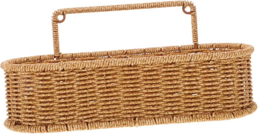 Hanging Flower Basket Wall-mounted Storage Rack Imitation Rattan Basket for Home Kitchen Dormitory Decor