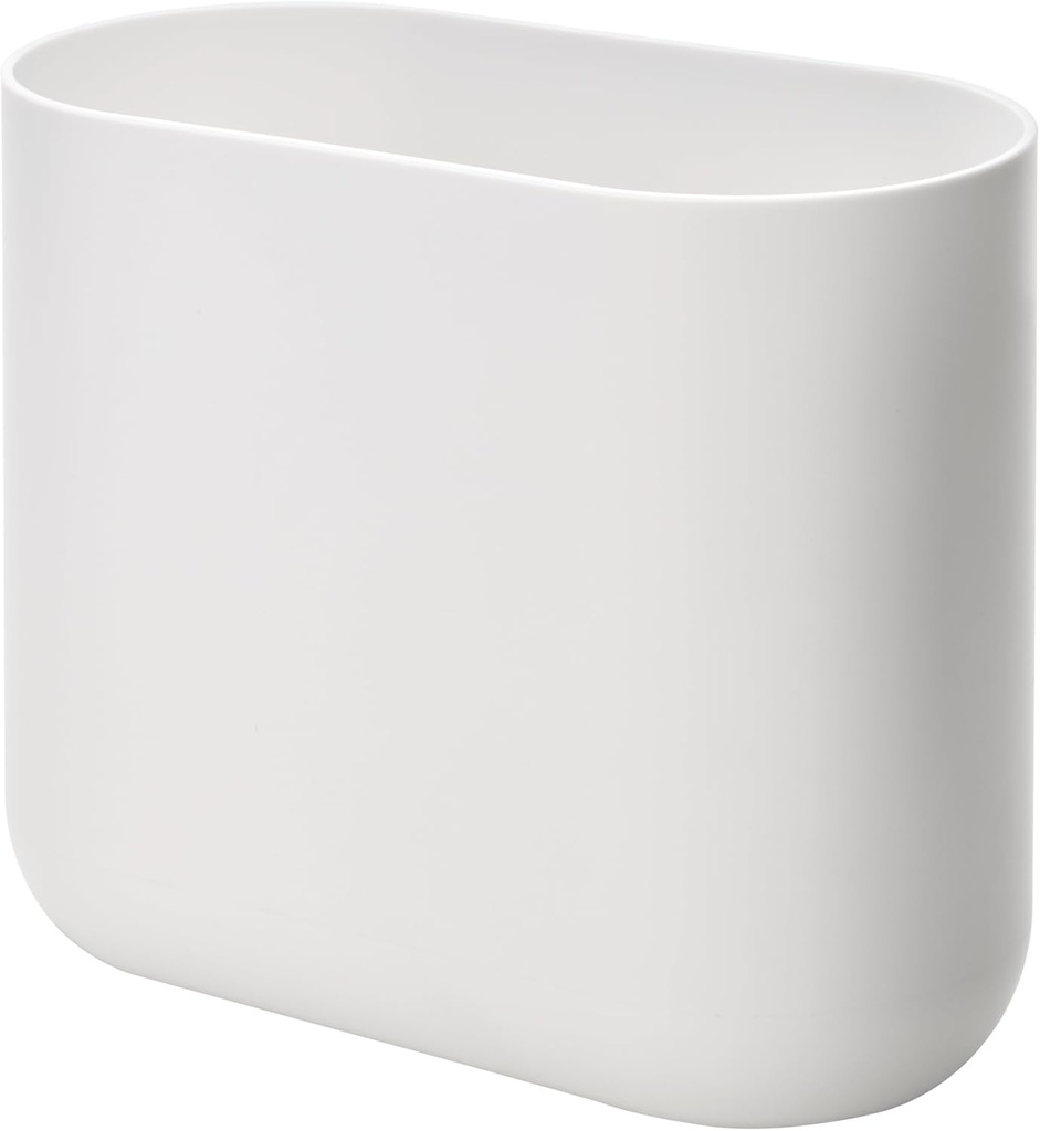 iDesign Slim Oval Plastic Waste Basket The Cade Collection, 10.56” x 5.5” x 9.77”, White