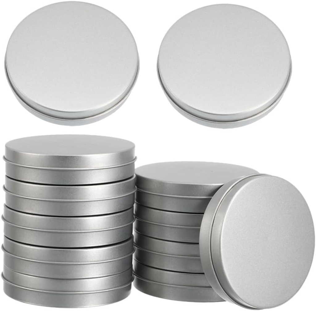 PRETYZOOM 12pcs Candy Tin Cans Lids Round Metal Containers for Baked Goods Holiday Cookie Storage