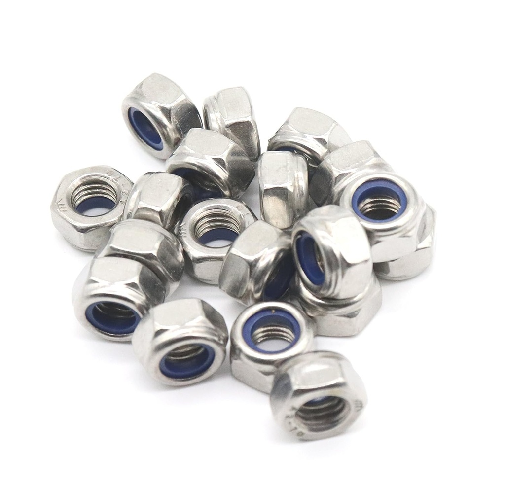 binifiMux 20Pcs M8 x 1.25mm Lock Nuts, 304 Stainless Steel Self-Lock Nylon Inserted 8mm Locking Nuts for Automative, Bike, Machine