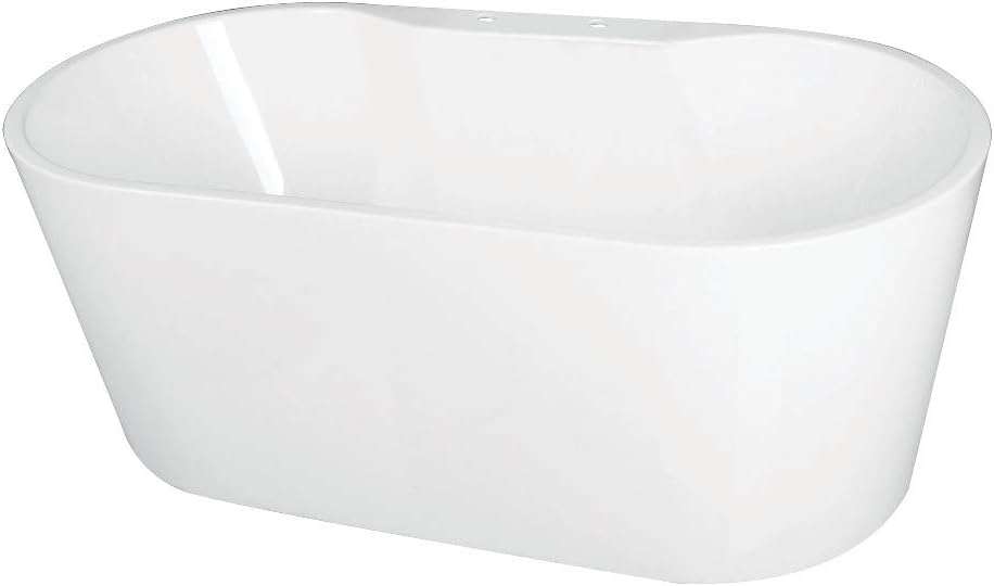 Aqua Eden VT7DE593023 59-Inch Acrylic Freestanding Tub with Deck for Faucet Installation, White