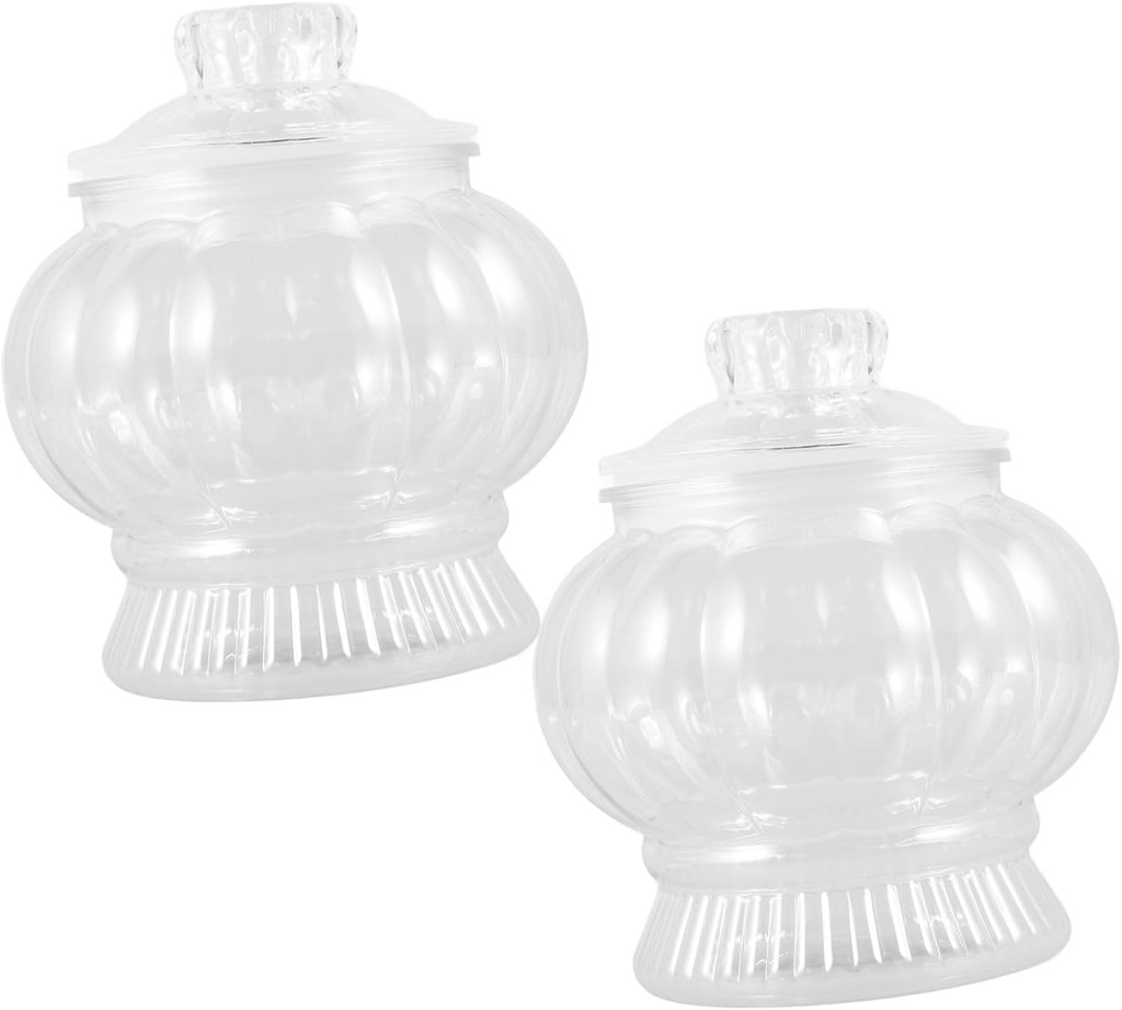 Sosoport 2Pcs Clear Plastic Candy Jars with Lids Versatile Storage Containers for Cookies Snacks Easy Viewing Organization Reusable Transparent Jars for Home Kitchen