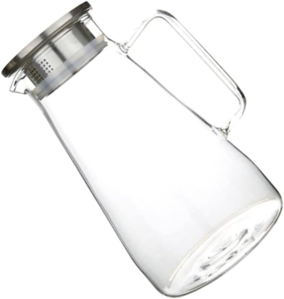 VICASKY Large Capacity Glass Water Kettle Transparent Juice Pitcher Food Safe Cold Water Carafe for Home Serving Juice Ice Tea and Homemade Beverages