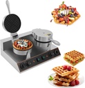 1200W Commercial Double Waffle Maker, Non-stick Electric Large Waffle Maker Machine With 122-572°F Temp & 0-5min Time Control, Tabletop Chaffle Makers for Restaurant Bakery Snack Bar Family