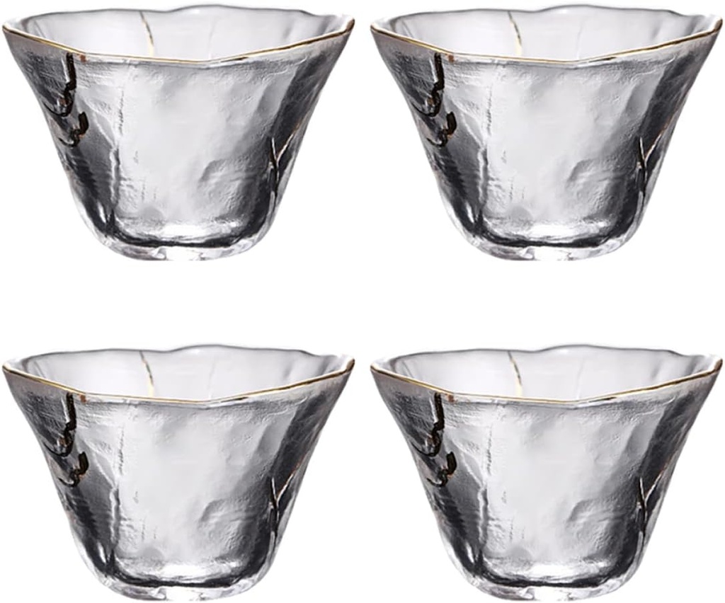 Alipis 4pcs Japanese Style Sake Cups Heat Resistant Glass Drinkware with Elegant Foil Design for Tea Water and Sake for Entertaining and Gifting