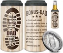 Wassmin Best Bonus Dad Gift Bonus Dad Definition Can Cooler Tumbler 4-in-1 Stainless Steel 12oz Travel Mug with Lid Gift for Stepdad Father's Day Christmas Birthday Gift from Bonus Daughter Son