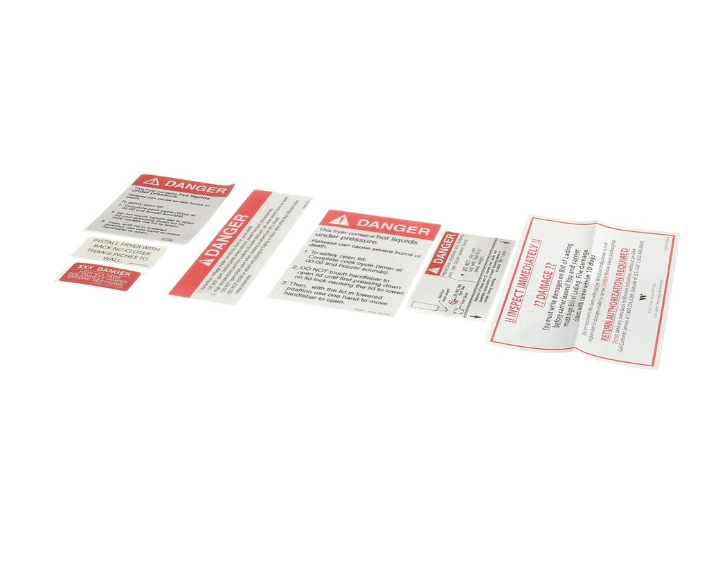 Winston PS2683 Fryer Label Kit for All But Backsplash