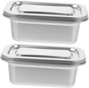 2pcs Stackable Stainless Steel Ice Cream Containers Lids Insulated Food Storage Box for Homemade Desserts Airtight Seal for Freshness Capacity