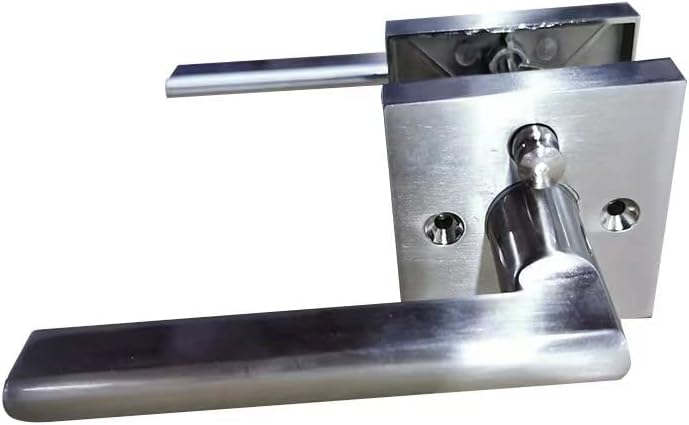 Colosus NDL801 Satin Chrome Modern Square Door Handle Lever Privacy Lock Reversible for Right & Left Sided Doors Heavy Duty for Bathrooms and Bedrooms