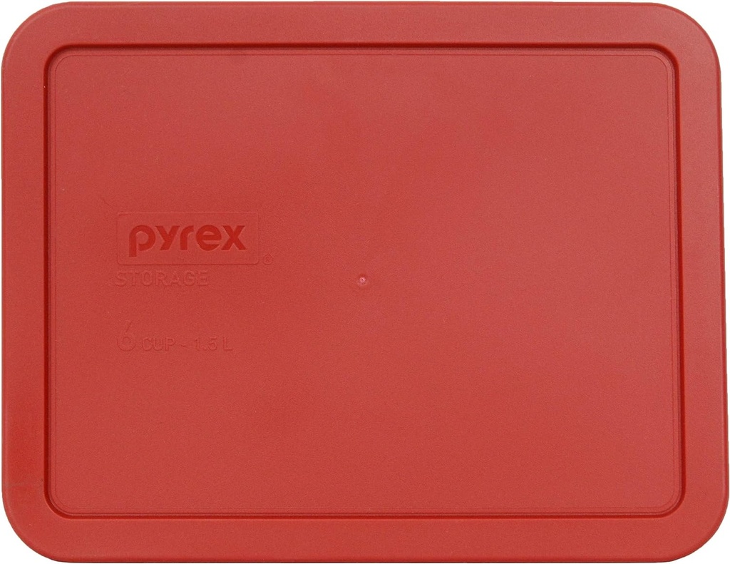 Pyrex 7211-PC 6-Cup Poppy Red Rectangle Plastic Food Storage Lid - Made in USA