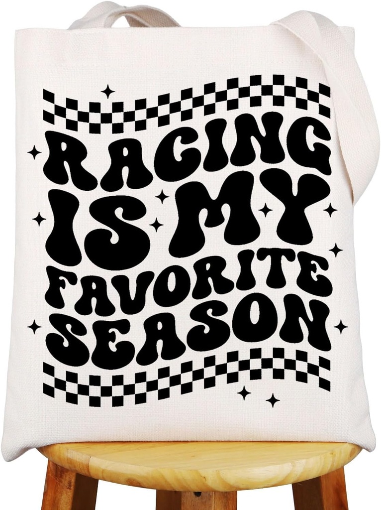 JNIAP Racing Tote Bag Racing Lover Gifts Racing Merchandise Racing Is My Favorite Season Shoulder Bags