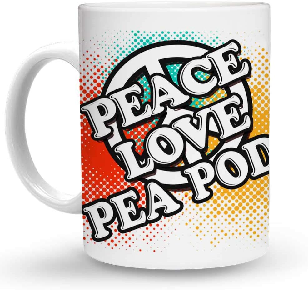 Makoroni - PEACE LOVE PEA PODS 15 oz Ceramic Large Coffee Mug/Cup Design#98