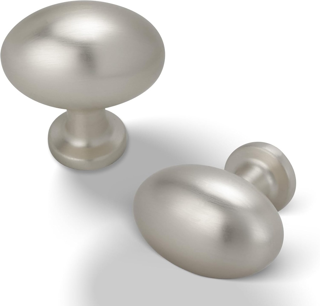 10 Pack Kitchen Cabinet Knobs Brushed Nickel Oval Drawer Knobs Cupboard Handles Bathroom Dresser Cabinet Hardware Zinc Alloy JT-BN-K10