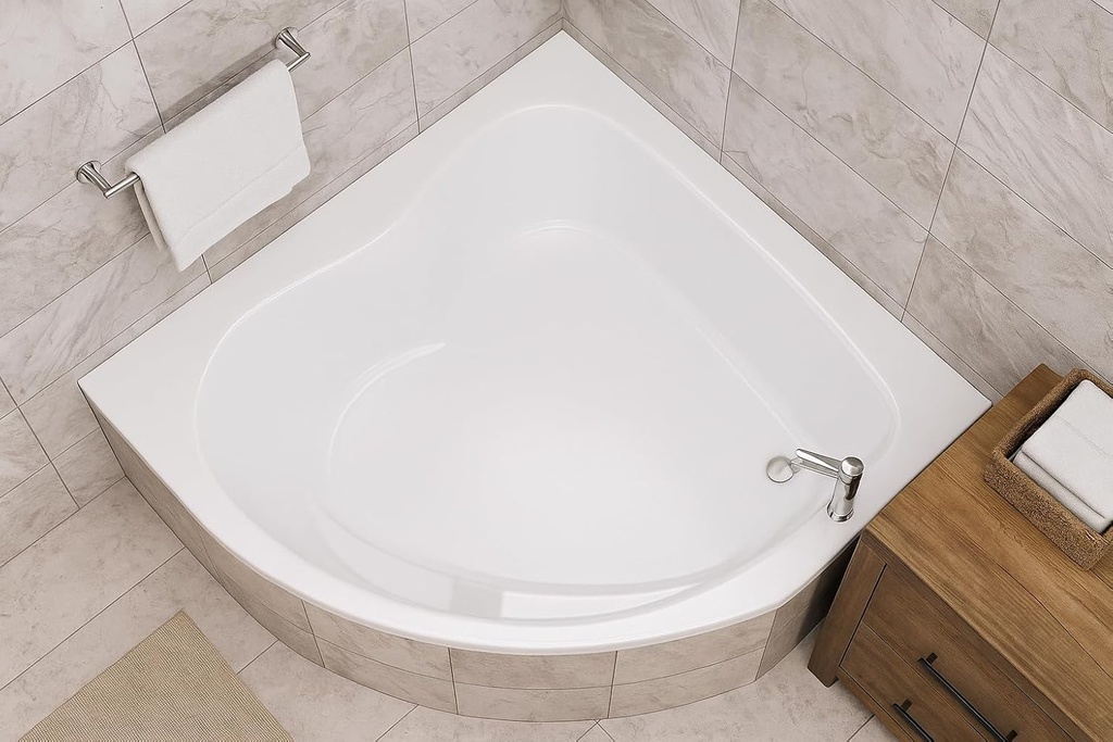 Carver Tubs - SKC5555 - Soaking Acrylic Corner Bathtub - 55"L x 55"W x 18.5"H - Two Person White Triangle Heart Tub