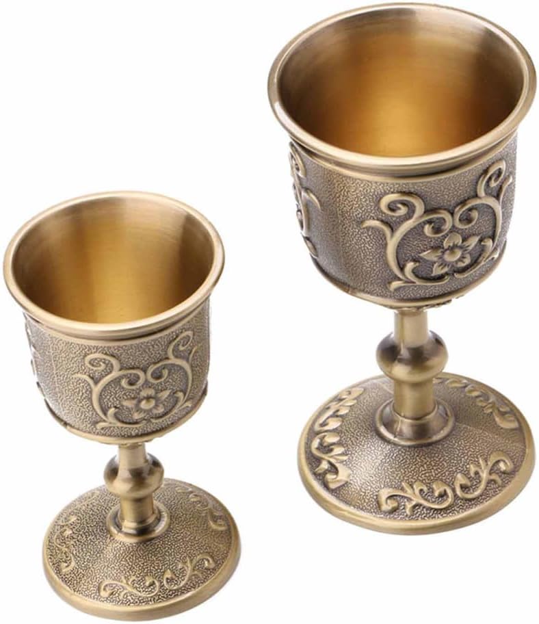 2pc 30ml Copper Party Dining Drinkware Goblet Metal Wine Glass Barware